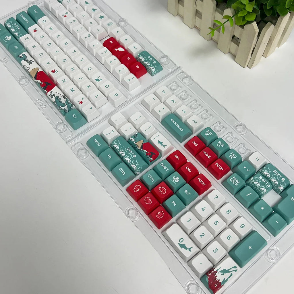 XDA/OEM PBT-näppäimet korea/venäläinen/englannin/arabialainen näppäinsuojus Dye Sub Coral Sea -teemanäppäinsuojus ISO Mx Switch mekaaniselle näppäimistölle