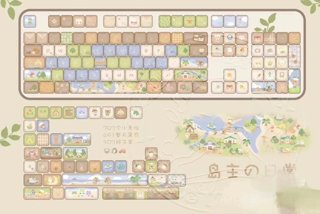 Kaķu taustiņu vāciņi Mīļi uzmavas MAO taustiņu vāciņi pbt 142 taustiņi, pielāgota dāvanu termiskā sublimācija MX Switch mehāniskās tastatūras taustiņu vāciņiem