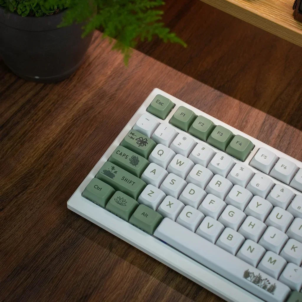Forest Green Keycap XDA Profile PBT Sublimation 125s Fresh Style White Green Mehāniskās tastatūras taustiņu vāciņi