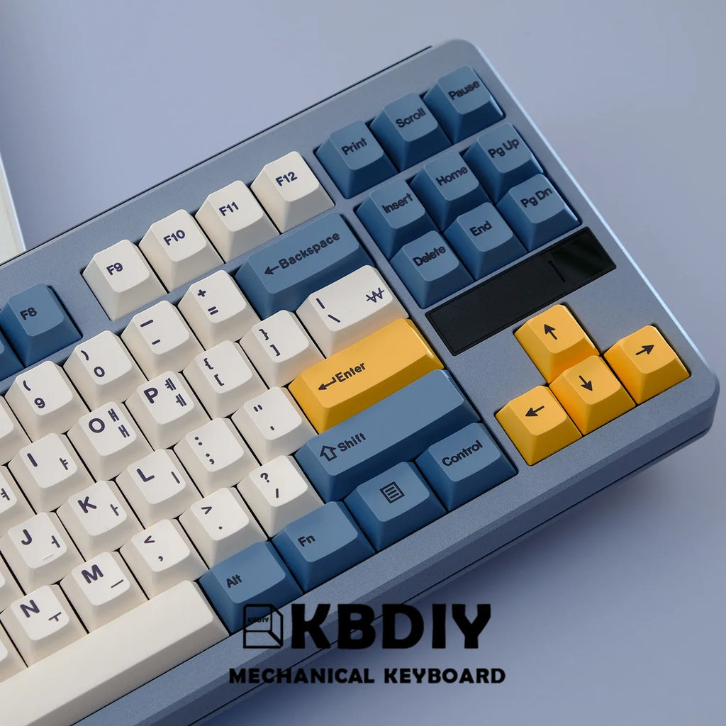 KBDiy 145 taustiņi/komplekts PBT aprikožu dzeltens korejiešu ķiršu profila taustiņu vāciņi mehāniskajai tastatūrai 7U, DIY, pielāgoti GMK67 GMK75