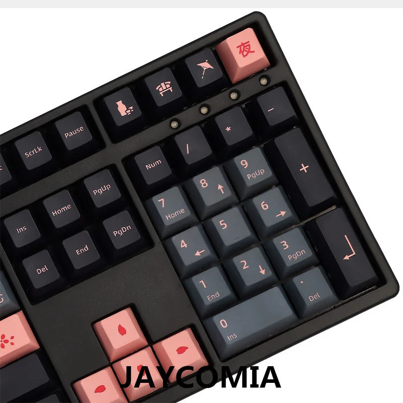 GMK Night Sakura Keycap 139/156 Keys DYE SUB Cherry Profile PBT japāņu/korejiešu/krievu/Abnt2/DE/ES/FR mehāniskai tastatūrai