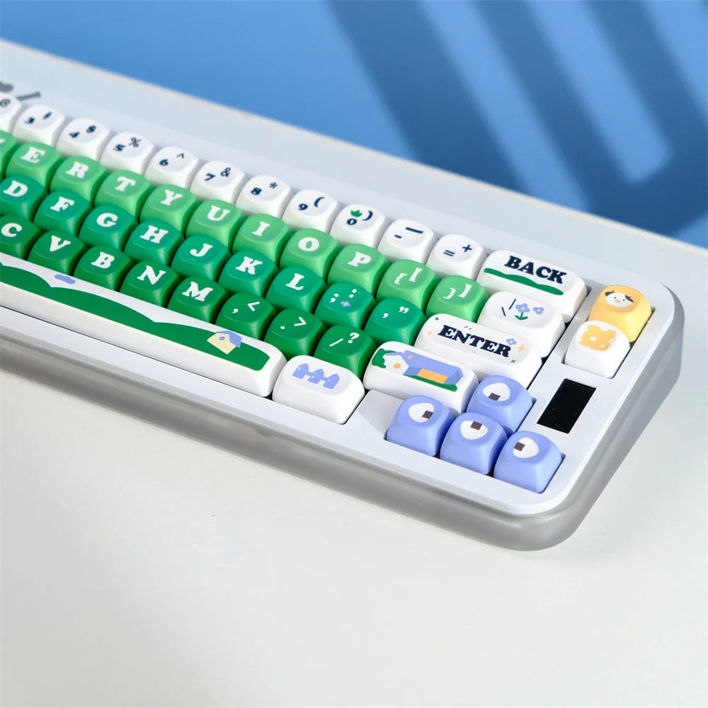 MOA Key Caps 129 Key Cow Pasture PBT Keycap MOA-profiilinen väriainesublimaationäppäinsuoja pelaamiseen Mekaaninen näppäimistö Näppäimistö MX-kytkin