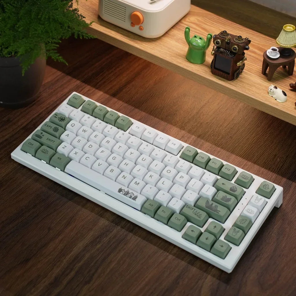 Forest Green Keycap XDA Profile PBT Sublimation 125s Fresh Style White Green Mehāniskās tastatūras taustiņu vāciņi