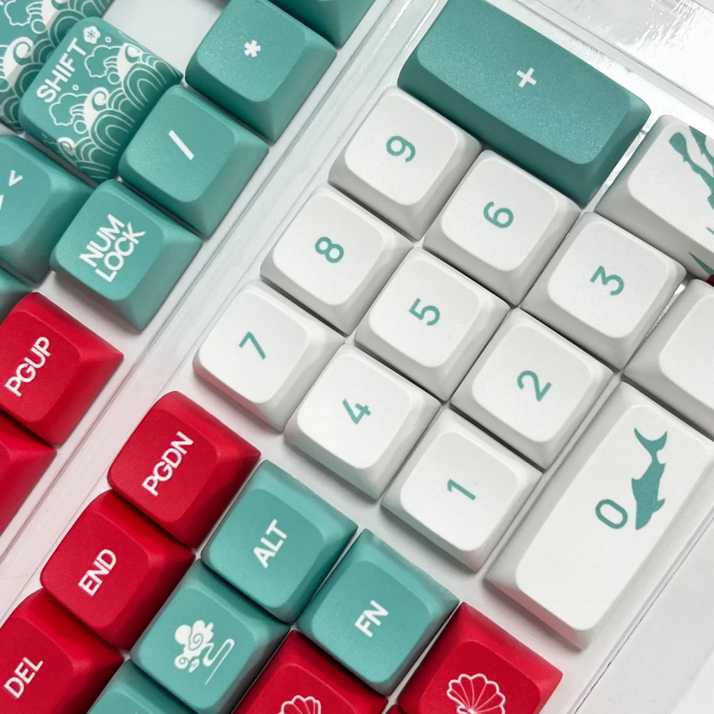 XDA/OEM PBT-näppäimet korea/venäläinen/englannin/arabialainen näppäinsuojus Dye Sub Coral Sea -teemanäppäinsuojus ISO Mx Switch mekaaniselle näppäimistölle