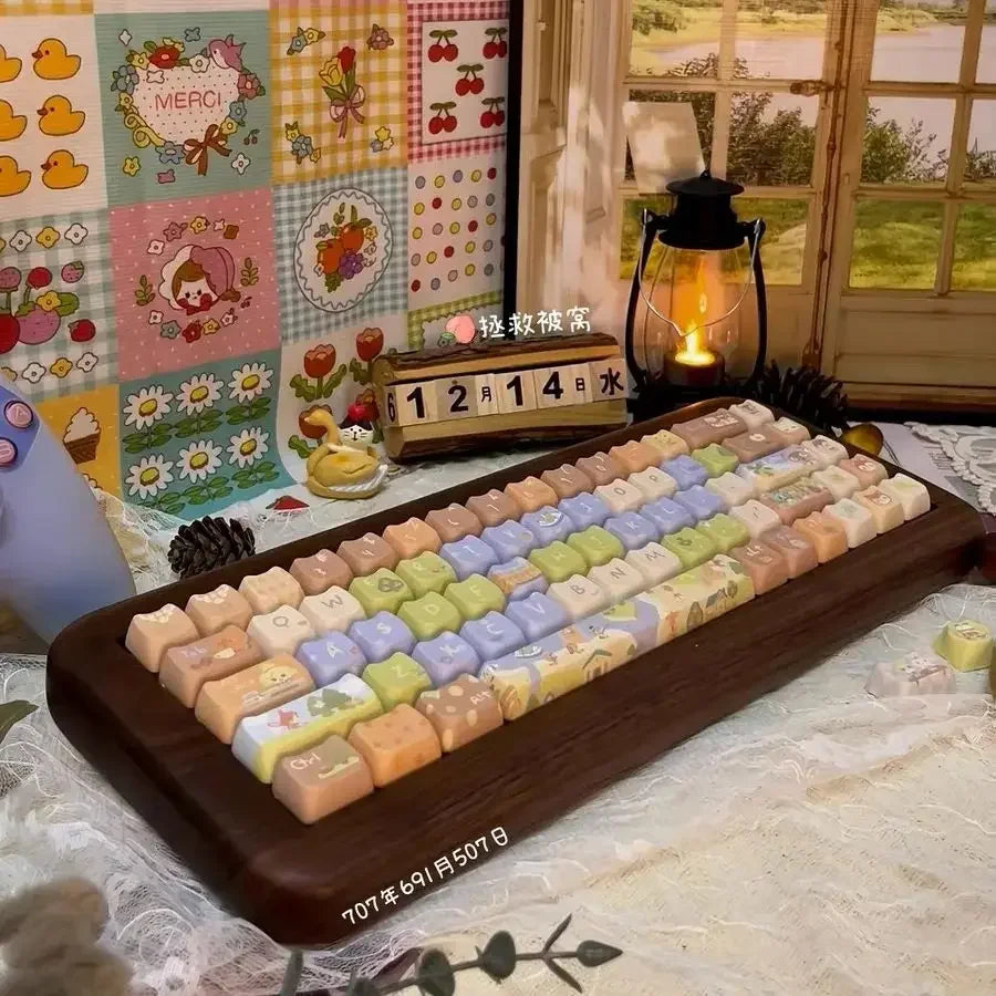 Kaķu taustiņu vāciņi Mīļi uzmavas MAO taustiņu vāciņi pbt 142 taustiņi, pielāgota dāvanu termiskā sublimācija MX Switch mehāniskās tastatūras taustiņu vāciņiem