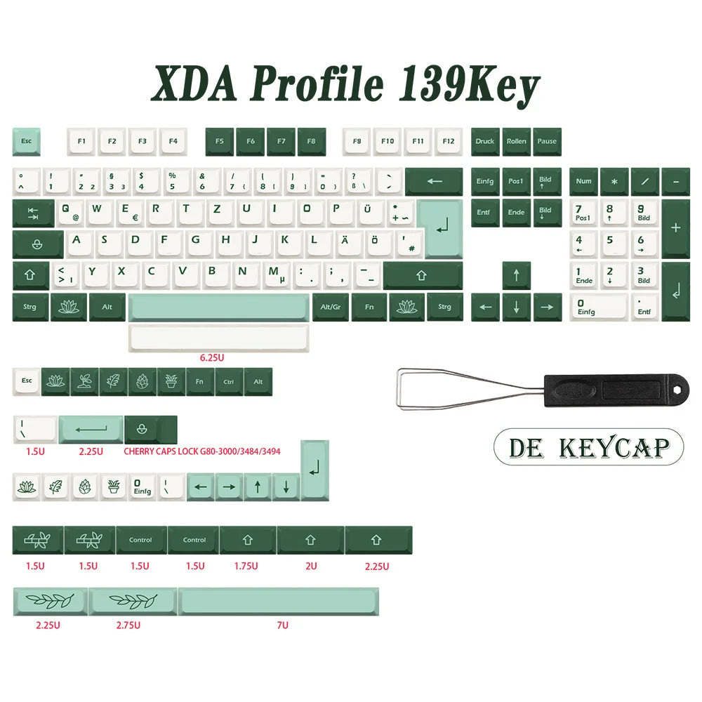 GMK-KEY botāniskais taustiņu vāciņš PBT XDA profils vācu franču Spānija ISO krāsu apakštaustiņu vāciņi priekš TKL GK61 GMMK PRO 7u AZERTY tastatūras vāciņš