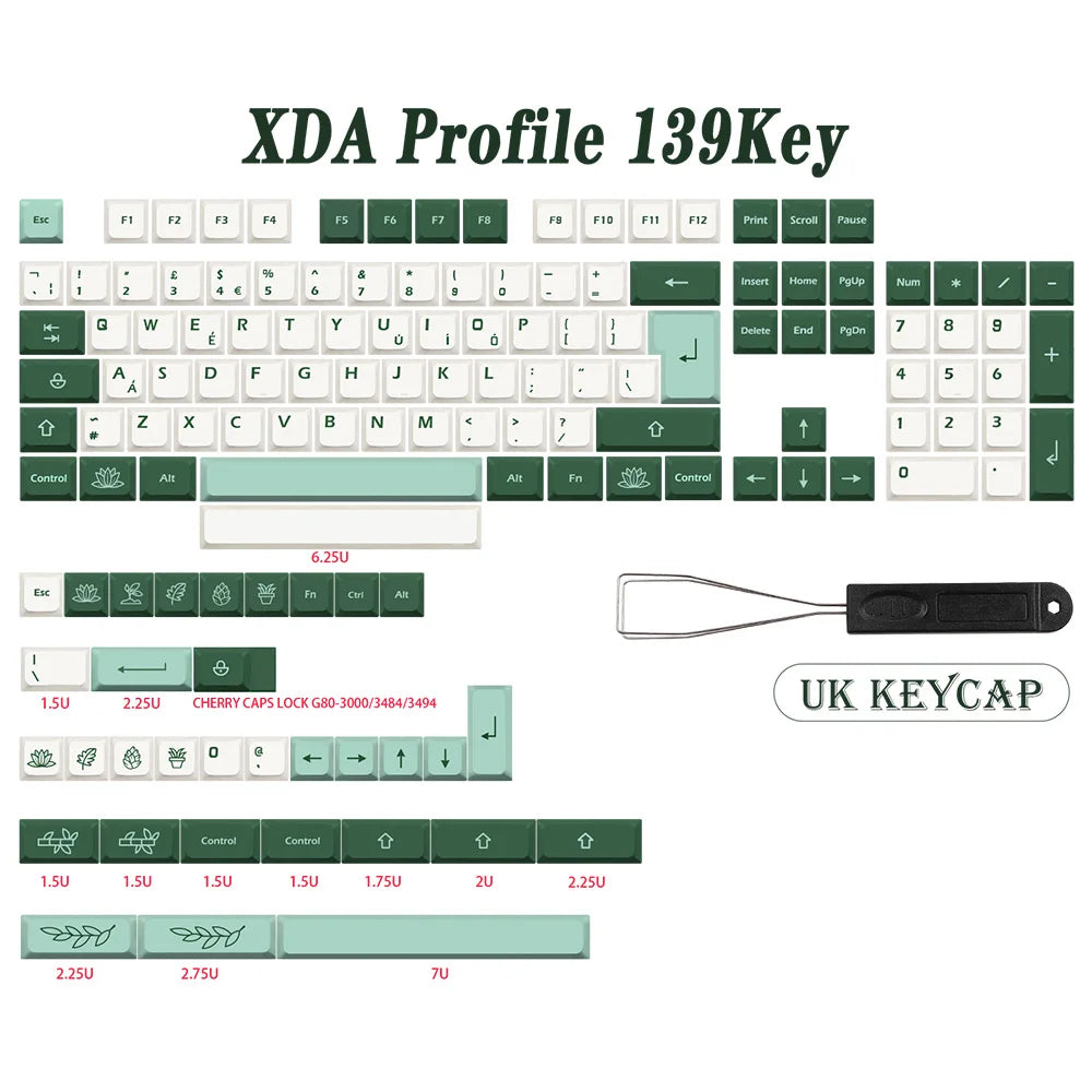 GMK-KEY botāniskais taustiņu vāciņš PBT XDA profils vācu franču Spānija ISO krāsu apakštaustiņu vāciņi priekš TKL GK61 GMMK PRO 7u AZERTY tastatūras vāciņš