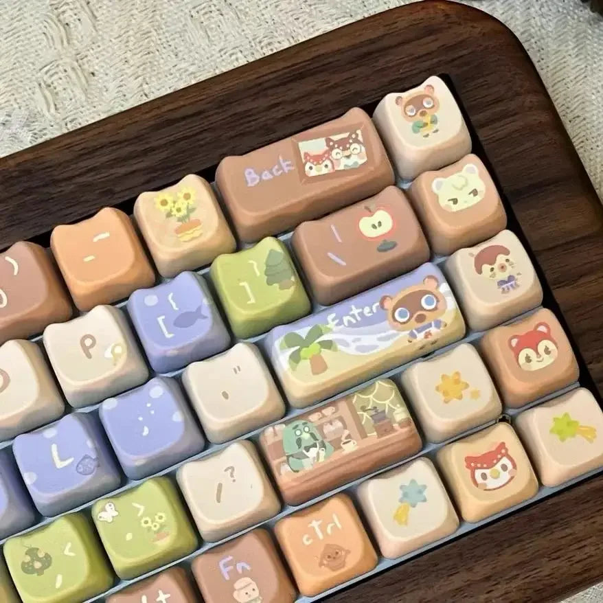 Kaķu taustiņu vāciņi Mīļi uzmavas MAO taustiņu vāciņi pbt 142 taustiņi, pielāgota dāvanu termiskā sublimācija MX Switch mehāniskās tastatūras taustiņu vāciņiem