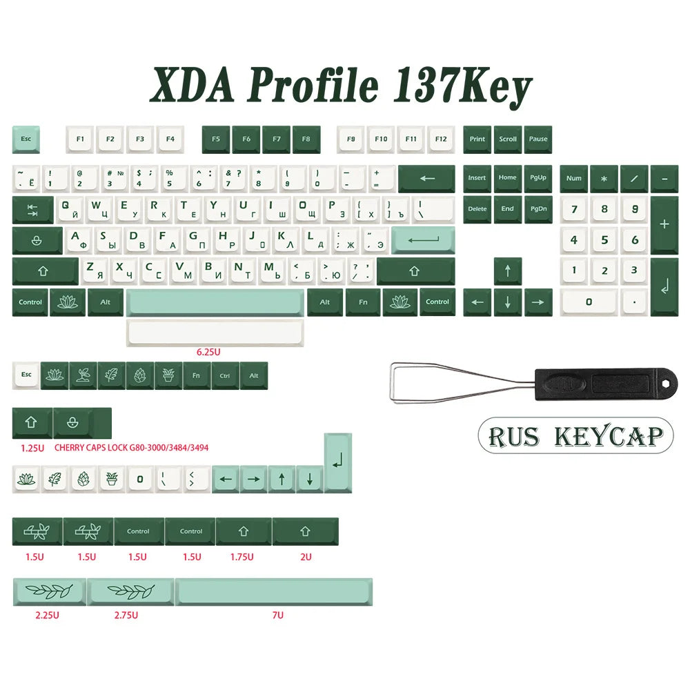 GMK-KEY botāniskais taustiņu vāciņš PBT XDA profils vācu franču Spānija ISO krāsu apakštaustiņu vāciņi priekš TKL GK61 GMMK PRO 7u AZERTY tastatūras vāciņš