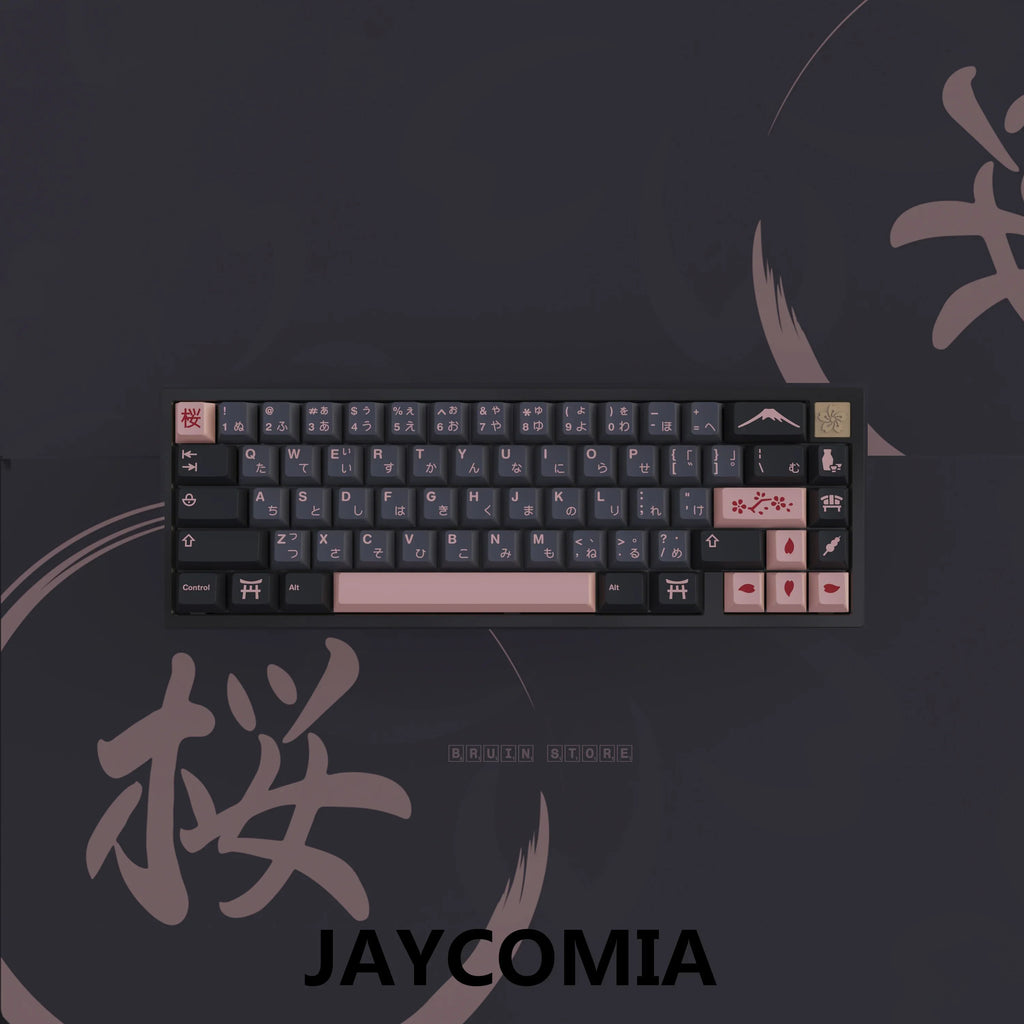 GMK Night Sakura Keycap 139/156 Keys DYE SUB Cherry Profile PBT japāņu/korejiešu/krievu/Abnt2/DE/ES/FR mehāniskai tastatūrai