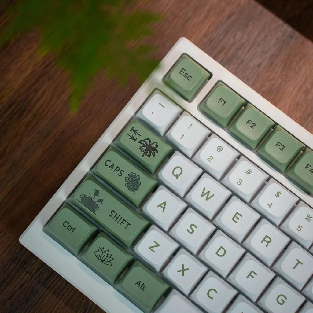 Forest Green Keycap XDA Profile PBT Sublimation 125s Fresh Style White Green Mehāniskās tastatūras taustiņu vāciņi