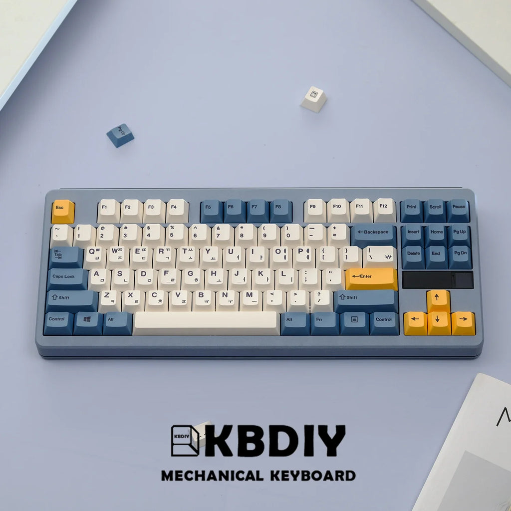 KBDiy 145 taustiņi/komplekts PBT aprikožu dzeltens korejiešu ķiršu profila taustiņu vāciņi mehāniskajai tastatūrai 7U, DIY, pielāgoti GMK67 GMK75