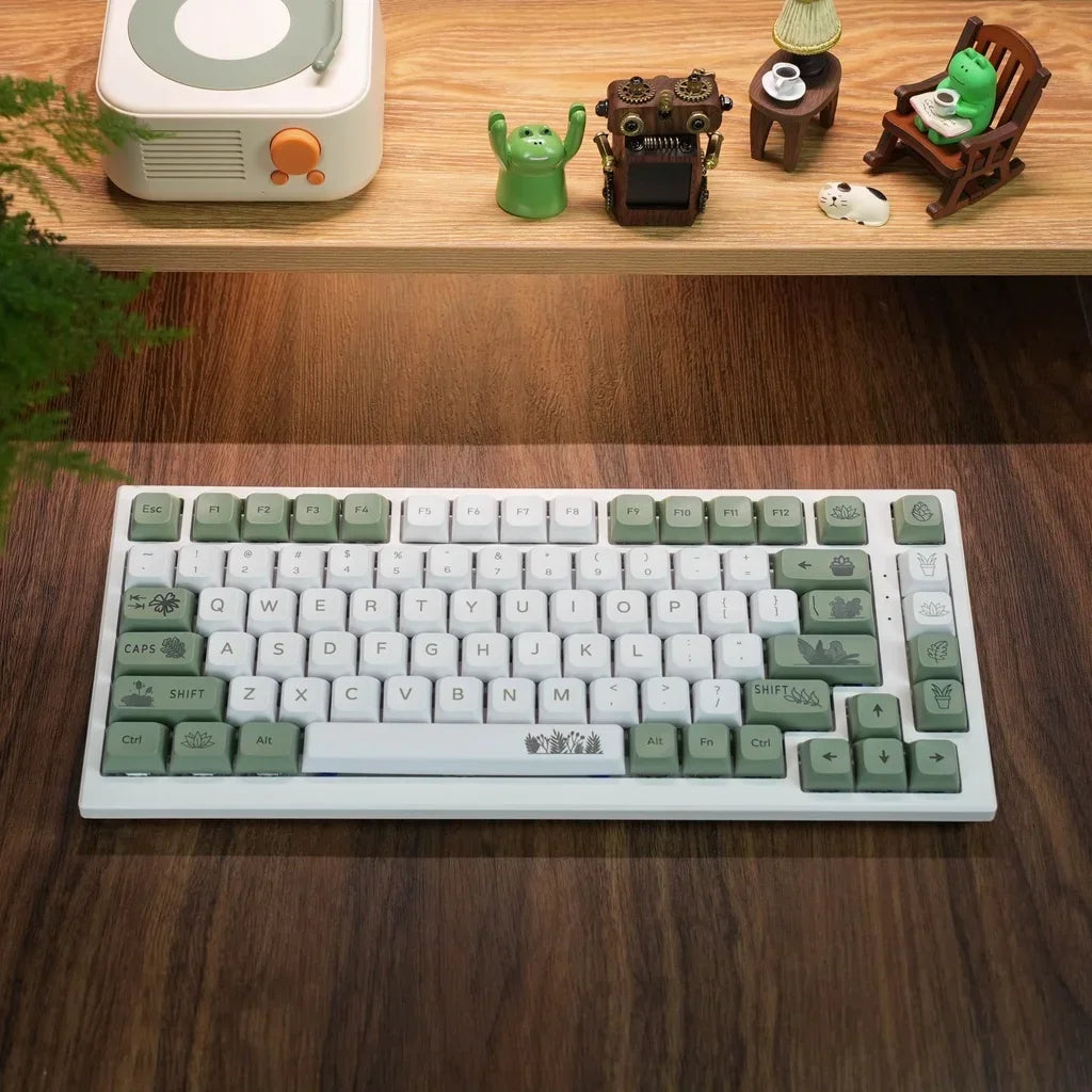 Forest Green Keycap XDA Profile PBT Sublimation 125s Fresh Style White Green Mehāniskās tastatūras taustiņu vāciņi